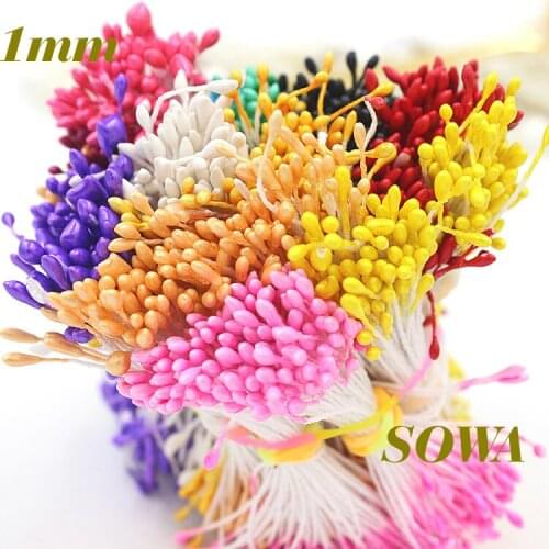 Free shipping 1mm 1800pcs/Lot Double Head Different Colors Pearl Flower Stamen Cake Decoration Craft DIY