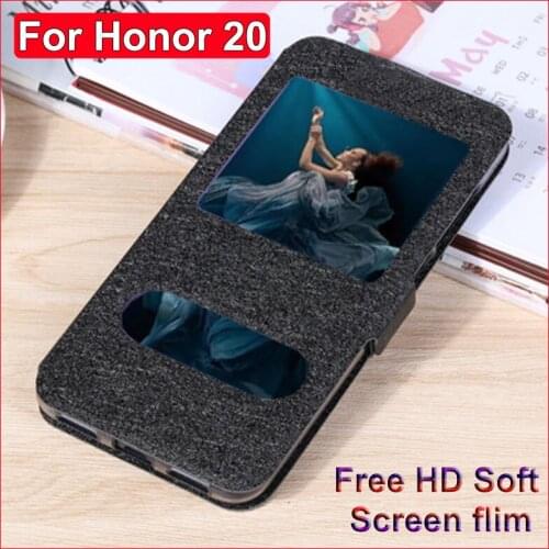 Open window leather case For Huawei Honor 20 phone cases Honor20 flip case For Huawei Honor 20 back cover YAL-AL00 6.26" shell