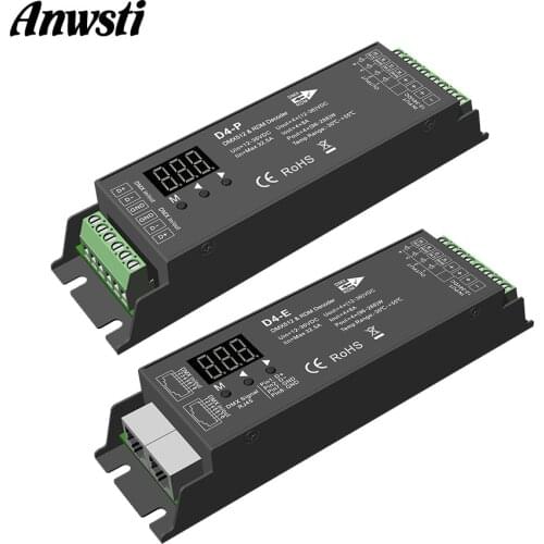 DMX Decoder 12V 24V 36V DC 8A 1152W 4 Channel Constant Voltage CV DMX512 RDM Decoder 4CH for RGBW LED Strip Light D4-E D4-P