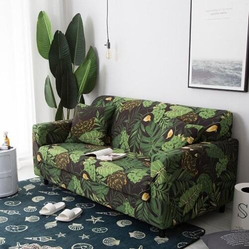 50 Tropical Leaves and Flowers Flexible Sofa Slipcover All-inclusive Stretch Furniture Cover Sofa Towel Home Decor 1/2/3/4 Seat