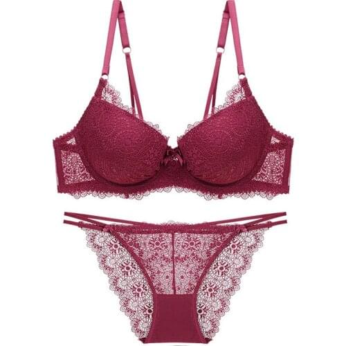 Ladies Sexy Push Up Lace Bra And Panties Womens Underwear Set Cotton Plus Size Red Black lingerie Sets High Quality Young Girls