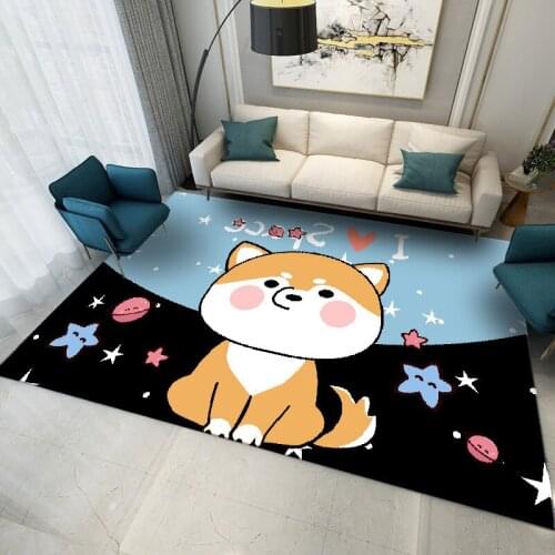 Pet Pattern 3D Printing Large Carpet Door Floor Mat Crystal Velvet Non Slip Area Rug for Children Crawling Living Room Bedroom