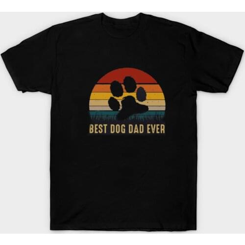 Best Dog Dad Ever. Vintage Design Sunset Pawprint T-Shirt Summer Cotton Short Sleeve O-Neck Unisex T Shirt New S-3XL