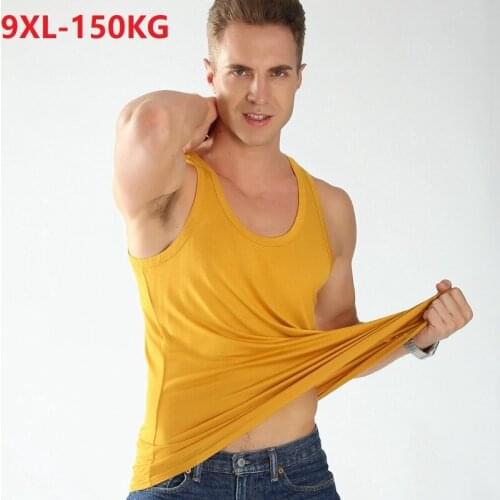 Summer Men sports tank tops cotton Modal loose homewear soft tees plus size 8XL 10XL Comfortable elasticity Stretch tank tops 70