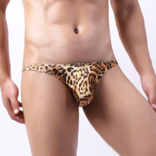 Mens Leopard Underwear Jockstrap Low Waist Bugle Pouch Panties Cueca Briefs Slip Homme Lingerie Underwear String Bikini Tanga