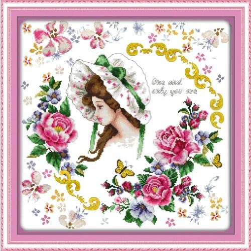 You are my unique cross stitch kit people 18ct 14ct 11ct count print canvas stitches embroidery DIY handmade needlework