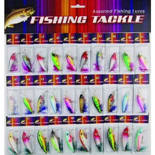 30pcs/set fishing lure minnow hard bait lure set with feather wobblers for fishing isca artificial baits pesca fishing accessory