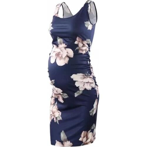 New Womens Pregnants Flower Sheath Sleeveless Dress O-neck Sleeveless Summer Maternity Dresses for Photo Shoot Pregnancy Dress