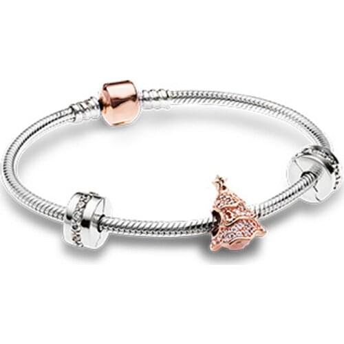 NEW Newest Original 925 Sterling Silver Twinkling Christmas Tree Charm Fit Bracelets Rose & Clear CZ Women Gift DIY Jewelry