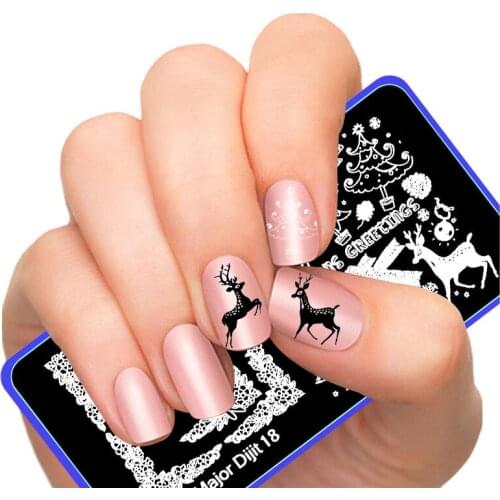 Wholesale 100pcs New Excellent Holloween / Xmas Nail Art Plate Image Plate Stainless Steel Christmas Nail Template Image Stencil