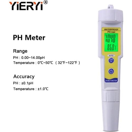 Yieryi Professional Mini PH Meter Automatic Correction Waterproof Acidity Meter Pen Type Quality Analysis Device With Backlight