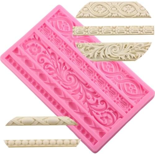 DIY Sugarcraft Cake Border Decorating Frame Silicone Mold Baroque Scroll Relief Fondant Candy Clay Chocolate Gumpaste Molds