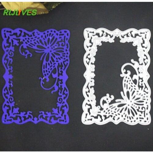RLJLIVES Metal Cutting Dies Square Frame Border Butterfly Flowers Scrapbook Card Album Paper Craft Decorative Embossing Cutter