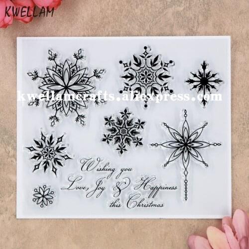 Christmas Winter Snowflake Wishing you Love Joy Scrapbook photo cards rubber stamp clear stamp transparent stamp 9062404