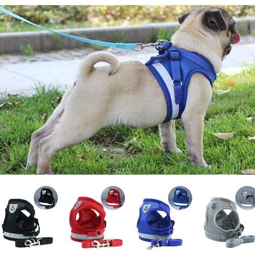 No Pull Puppy Dog Harness Leash Padded Vest Harness for Small Dogs Chihuahua Pug Reflective Nylon Mesh Vest Harness Pet Supplies