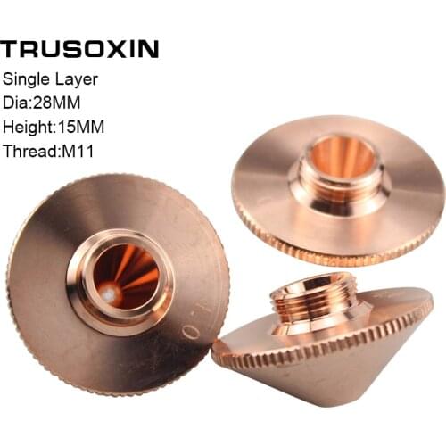 Laser Cutting Machine Laser Cutting Nozzle Cutter Tips Single Layer Dia.28mm Caliber 0.8 - 3.0 FIBER Laser Cutting Head