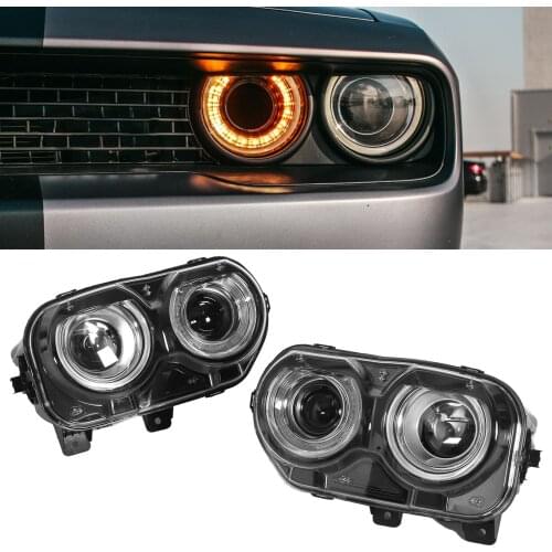 VLAND LED Projector Headlights Dual Beams For Dodge Challenger SRT Hellcat 2015-2020 LHD