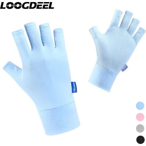 LOOGDEEL Half-finger Cycling Sunscreen Gloves Quick-drying Breathable Palm Anti-slip Outdoor Sports Fishing Running Gloves
