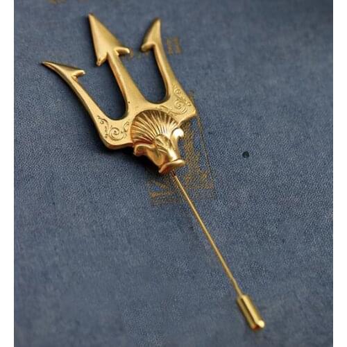 Vintage Retro Long Lapel Pin Antique Fish Spear Brooch Pins Brooches Goth Brass Jewelry