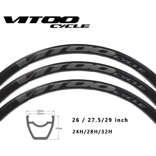 VITOO Rim Ultra-light Aluminum Alloy High-strength Rim Mountain Wheel Set 26/27.7/29 inch Disc Brake Mouth
