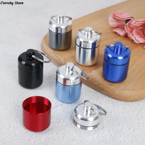 Waterproof Mini Aluminum Alloy Pill Box Case Bottle Drug Holder Container Keychain Medicine Box Health Care Random Color