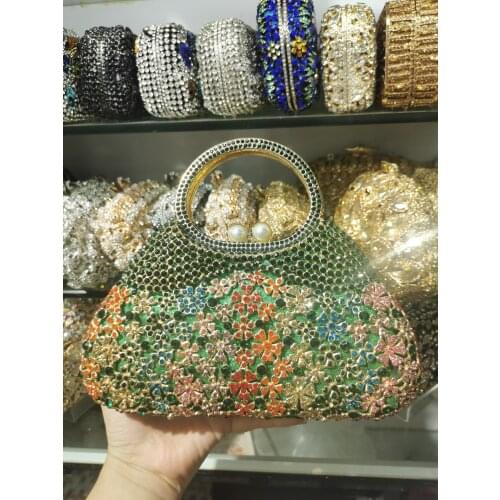 XIYUAN Women Green Crystal Evening Bags Stones Purses and Clutches Bags Formal Dinner Party Prom Ladies Diamond Handbags Wallet