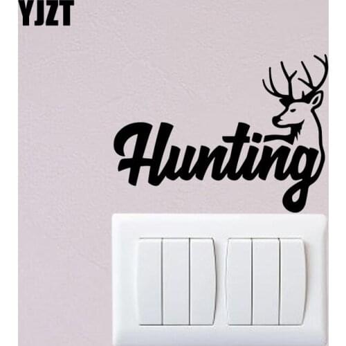 YJZT Deer Head Hunting Vinyl Wall Decal Switch Stickers Cartoon Animal Personality Home Decor 17SS0412