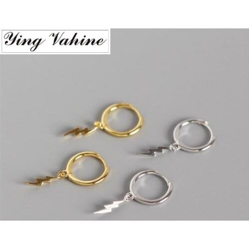 Ying Vahine Fashion Element Womens Earrings 925 Sterling Silver Lightning Pendant Stud Earrings for Women oorbellen brincos