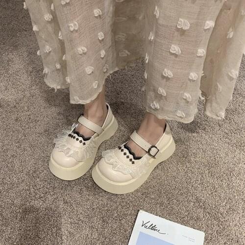 2021 spring and autumn net red retro mid-mouth thick-soled buckle Mary Jane shoes female Korean version