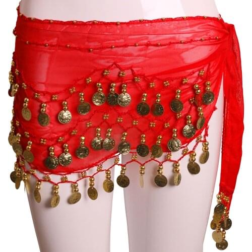 2018 Women cheap 3 layers belly dance hip belts belly dancing coin scarves for sale