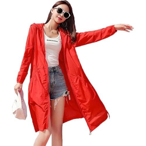 2021New Sun Protection Clothing Summer Women Mid-length Coat Top Ladies Korean Thin section Loose Hooded Plus Size Outerwea R945