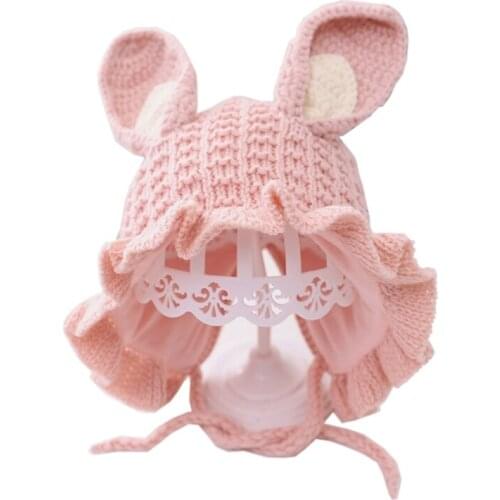 Winter Knitted Warm Baby Hat Cute Rabbit Ears Girls Cap Ear Protection Bonnet GXMB