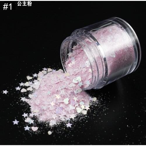 1 Box Holographic Shining Powder Nail Flake Powder Mixed-size Irregular Sequin Powder Heart-Shape Nail Glitter Powder Decoration