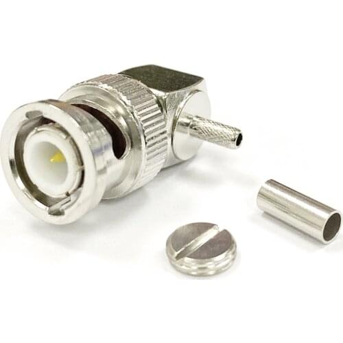 1pc BNC Crimp RF Coax Connector Male plug Right Angle For RG316 RG174 LMR100 cable Wholesale