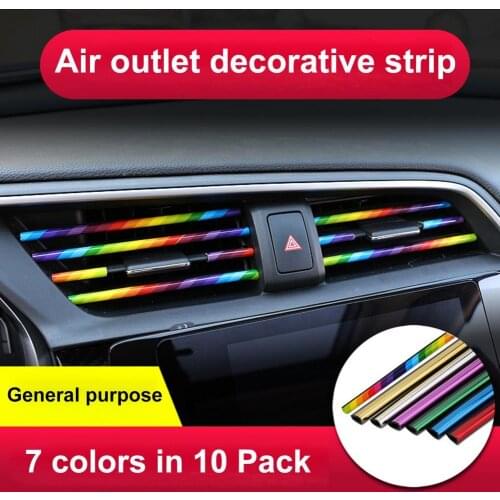 10Pcs Air Vent Strip Universal U Shape Electroplating Bright Strips Chrome-plated Color Conditioner Outlet Grille Trim for Car