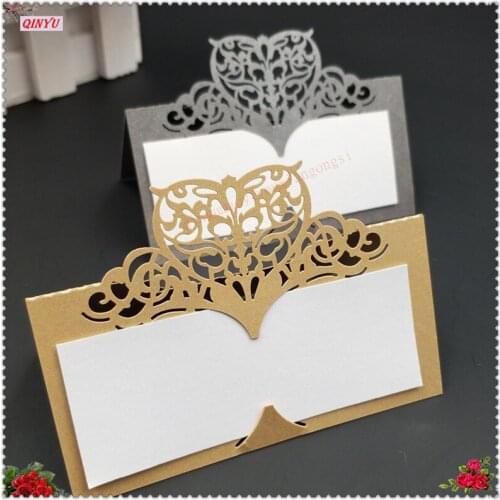 100Pcs 9*9cm Laser Cut Wedding Table Cards Names for Wedding Table Decoration Place Seat Cards Wedding Name Cards 5ZSH871-100