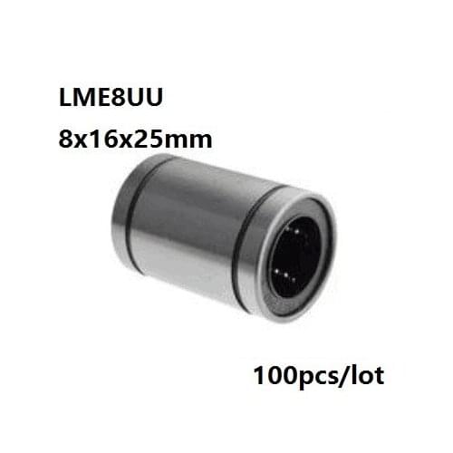 100pcs/lot LME8UU LME8 8x16x25mm Linear motion bearings bushings for 3D printer CNC router parts 8*16*25