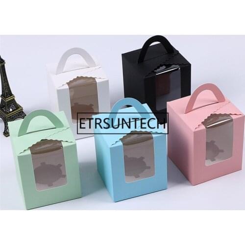 200pcs Cupcake Liner Cake Box Cake Paper Cups With Handle Boxes Gift Boxes Party Decoration Tools