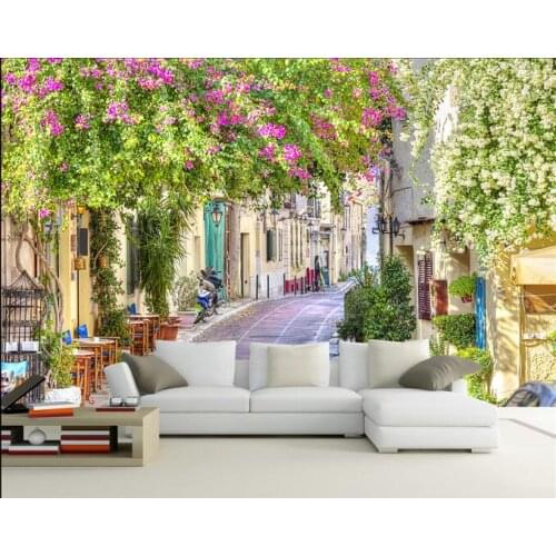 3d wallpaper custom photo mural European style street flower town background 3d wall murals wallpaper for living room home decor