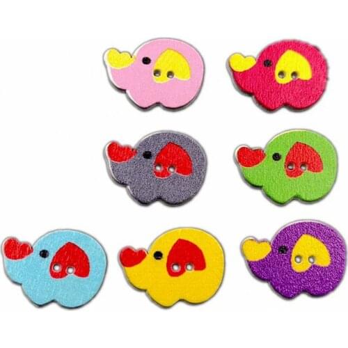 50Pcs Creative Cute 2-Holes Buttons Smooth Easy Clean Elephant Shape Decorative Sewing Buttons Clothing DIY Sewing Supplies