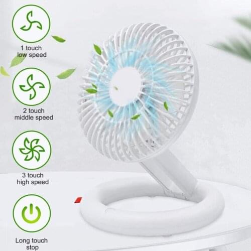 Wireless Desktop Fan Portable USB Desk Fan with 90° Rotation Three-stage Folding Design for Home Office Outdoor Travel