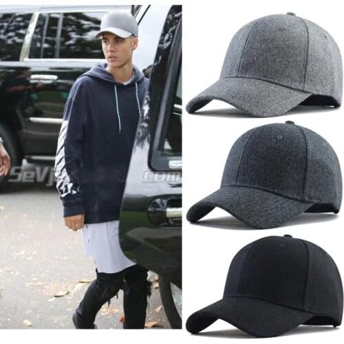 Men Big Head Baseball Cap,Black/Gray Color Adult Peaked Cap With Large Size Circumference 56-68cm Wool Hip Hop Hat