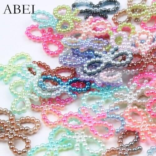 200pcs Mix Colors DIY Beads Handmade Crafts Accessories Garments Decoration Mini Loose Beads Pearl Bead Plastic Bows Material