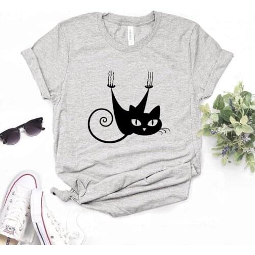 Cat climb Halloween Print Women Tshirts Cotton Casual Funny t Shirt For Lady Yong Girl Top Tee 6 Color Drop Ship NA-952