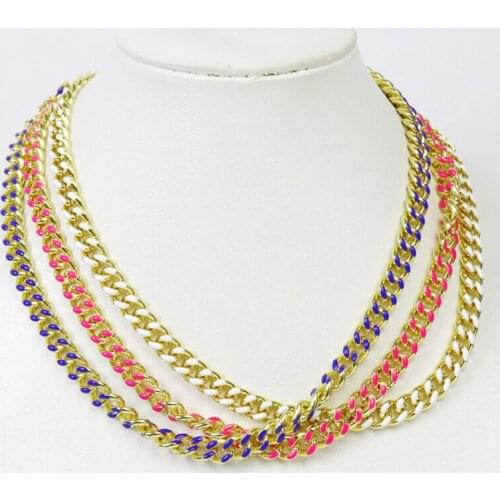 10Pcs Metal chain Enamel necklace multi color long necklace for women jewelry accessories big link chain for summer 51521