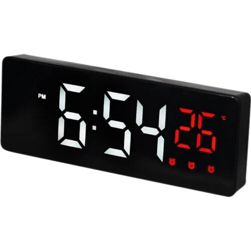 Digital Alarm Clock,USB Portable Travel Bedside Table Desk LED Clock Temperature Display Snooze for Bedroom Home,Black