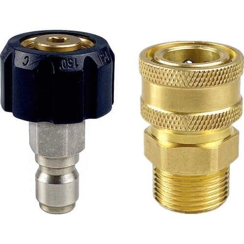 Pressure Washer Adapter Set M22 To 3/8 Inch Quick Connect Plug Kit, M22 14mm / 15mm To 3/8 Inch Quick Disconnect Kit