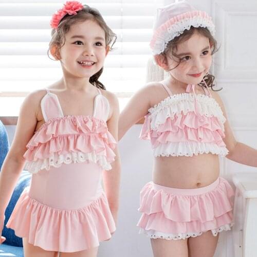 Baby Swimsuits Girls Two Pieces Swimming Suits With Cap 1-7 Age Toddler Baby Swimwear Kids Girl Cute Beachwear Baby Bathing Suit