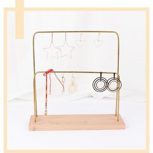 Copper Fashion Assembleable Wooden Base Mental Copper product Jewelry Display Earrings Storage Jewellery Standing Arrangement