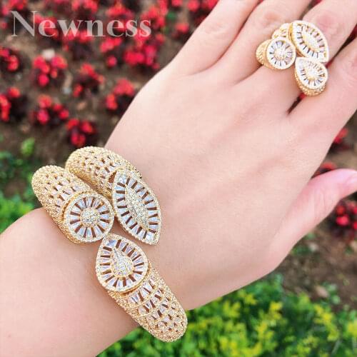 Newness Luxury African Bangle Ring Sets Fashion Dubai Bridal Jewelry Sets For Women Wedding brincos para as mulheres